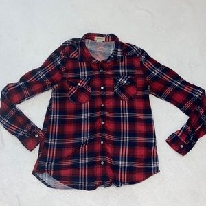 Brand: passport, size: large, red plaid shirt